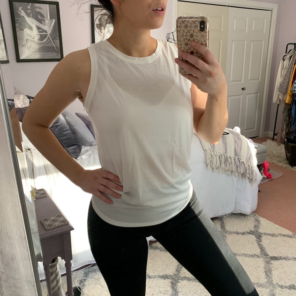 White athletic top.
